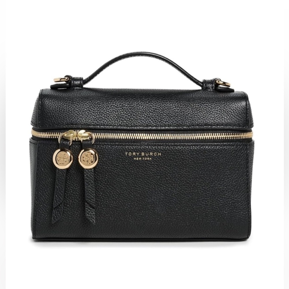 Tory Burch Black Pebbled Leather Romy Top-Handle Bag with Gold Hardware - NWT
